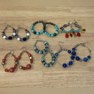 Lot‎ of 6 hoop pierced earrings various styles and colors